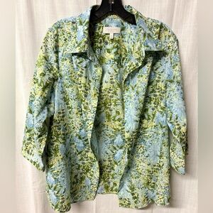 Talbots Blue and Green Patterned Button Down Shirt